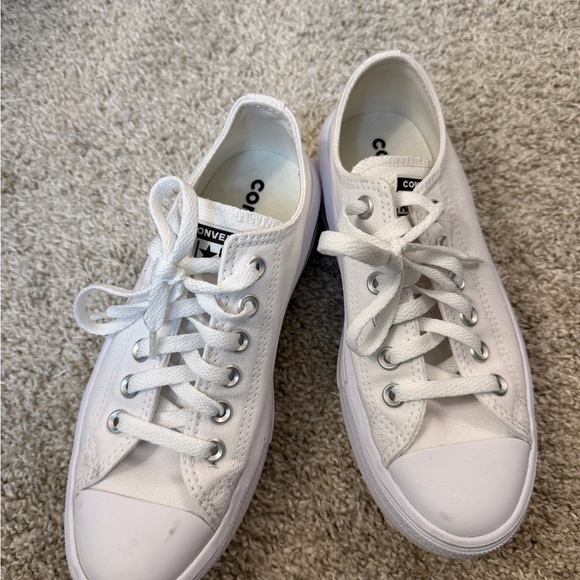 Converse Women's Low Top White Canvas Sneakers - Picture 2 of 7